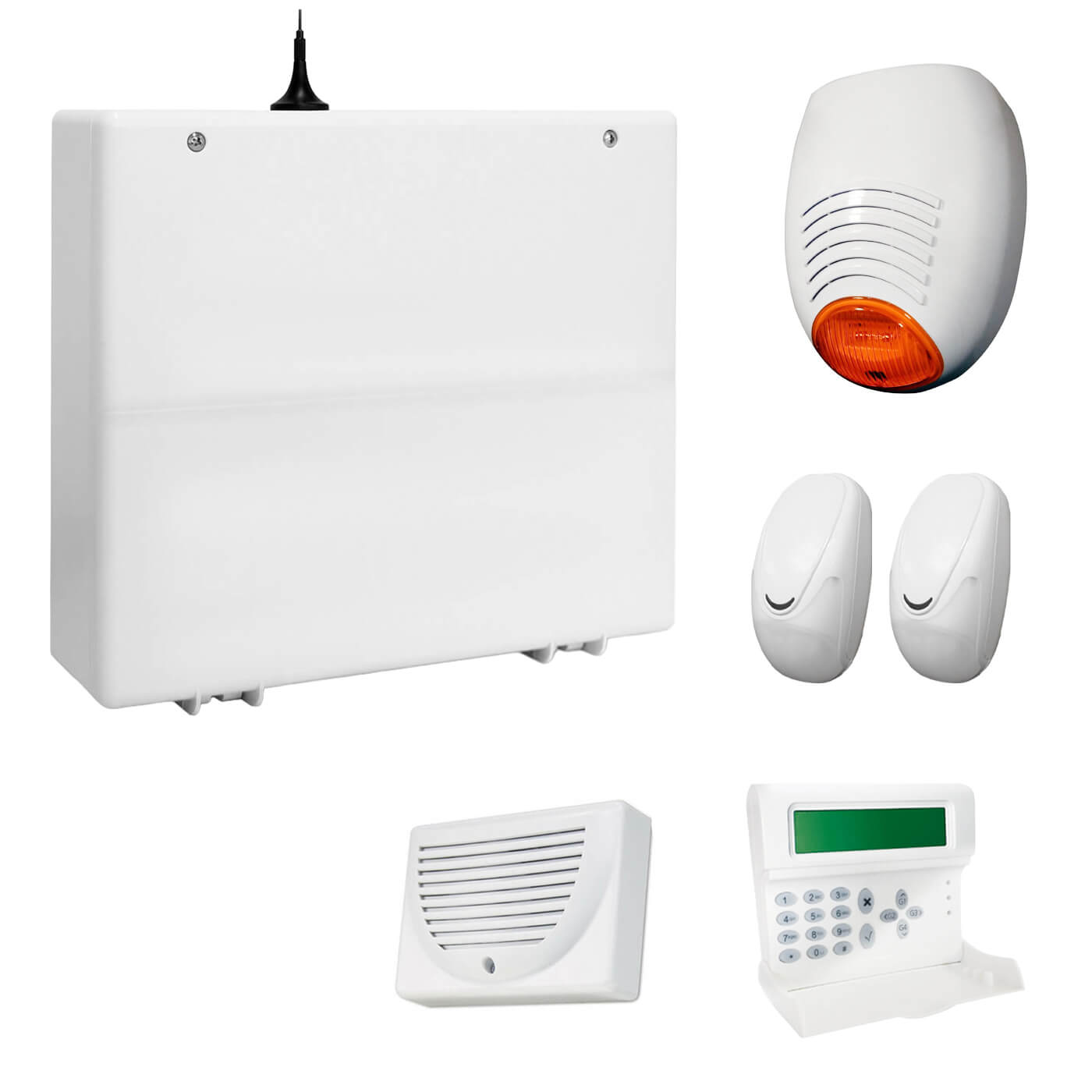 AMC Kit 501 C24GSM Plus Centrale 8/24 Zone + K-LCD Voice,  Sensori e Sirene