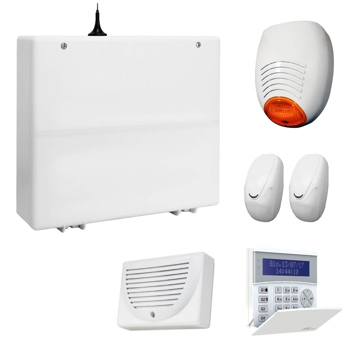 AMC Kit 501 PLUS 3G GSM Centrale 8/24 Zone + K-LCD BLUE,  Sensori e Sirene