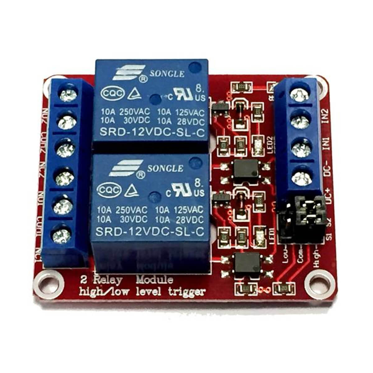 Scheda 2 Relè Bobina 12V Dc Singolo Scambio
